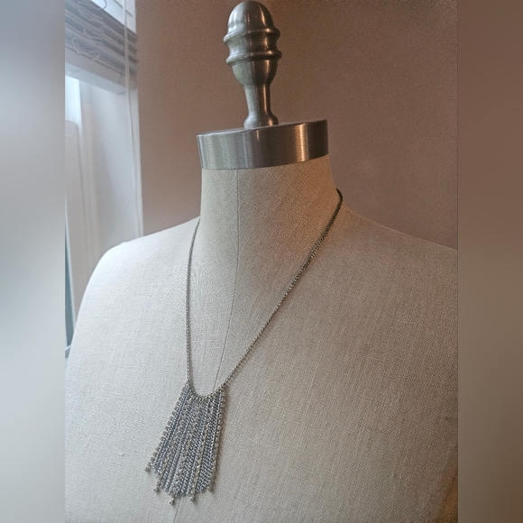 Silver Chain & Rhinestone Fringe Pendant - Picture 7 of 8